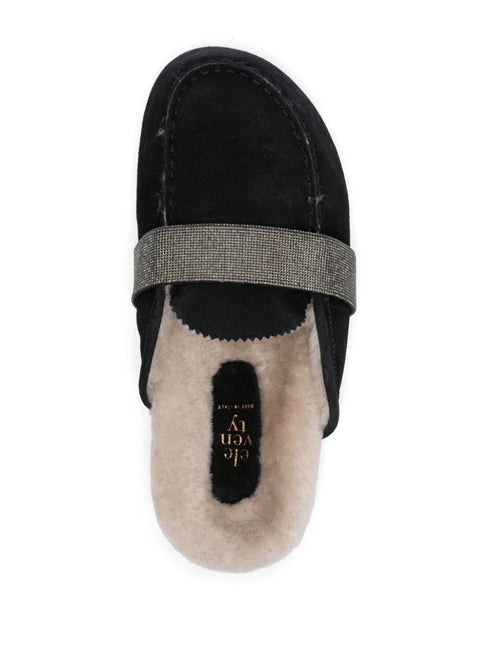 rhinestone-embellished mules